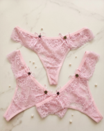 3'lü Tanga Beyaz, Siyah, pembe, Önü Dantel Arkası Pamuklu String Sexi Kadın Külot - Görsel 5