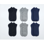 Unisex 6'lı Pamuklu Siyah/Gri/Lacivert Patik Çoraplar.